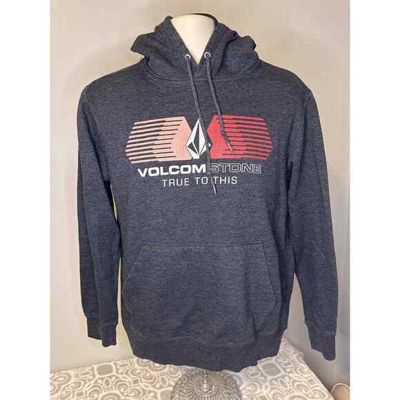 Volcom Stone Mens Sweatshirt S Gray Hoodie Pullover True To This Cotton Blend - Picture 1 of 10